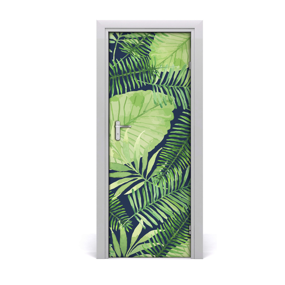 Okleina samoprzylepna na drzwi Tropikalne liście