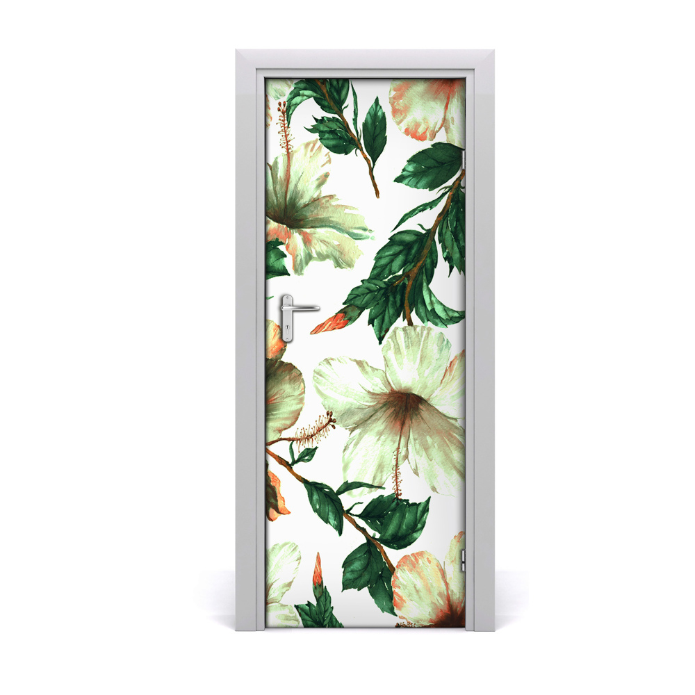 Okleina samoprzylepna fototapety na drzwi Biały hibiskus
