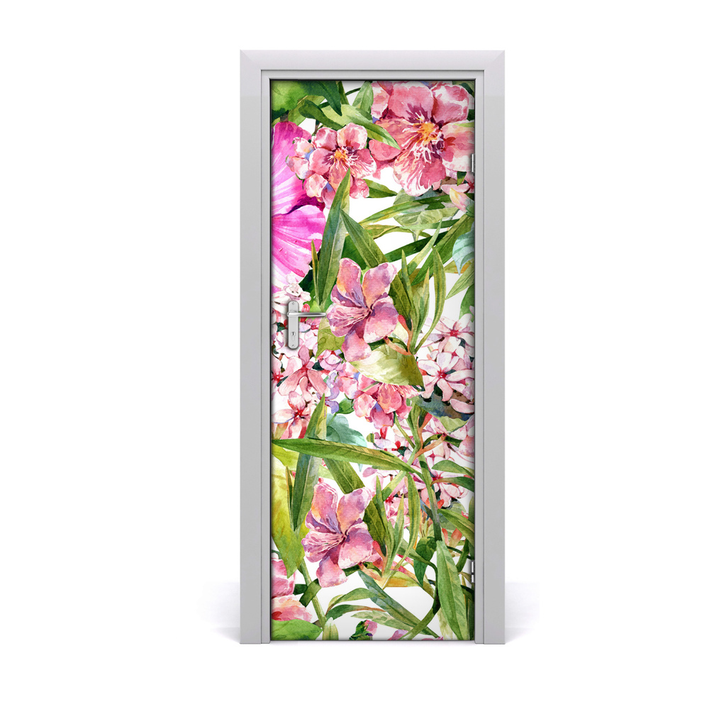 Okleina samoprzylepna na drzwi Różowy hibiskus kwiaty