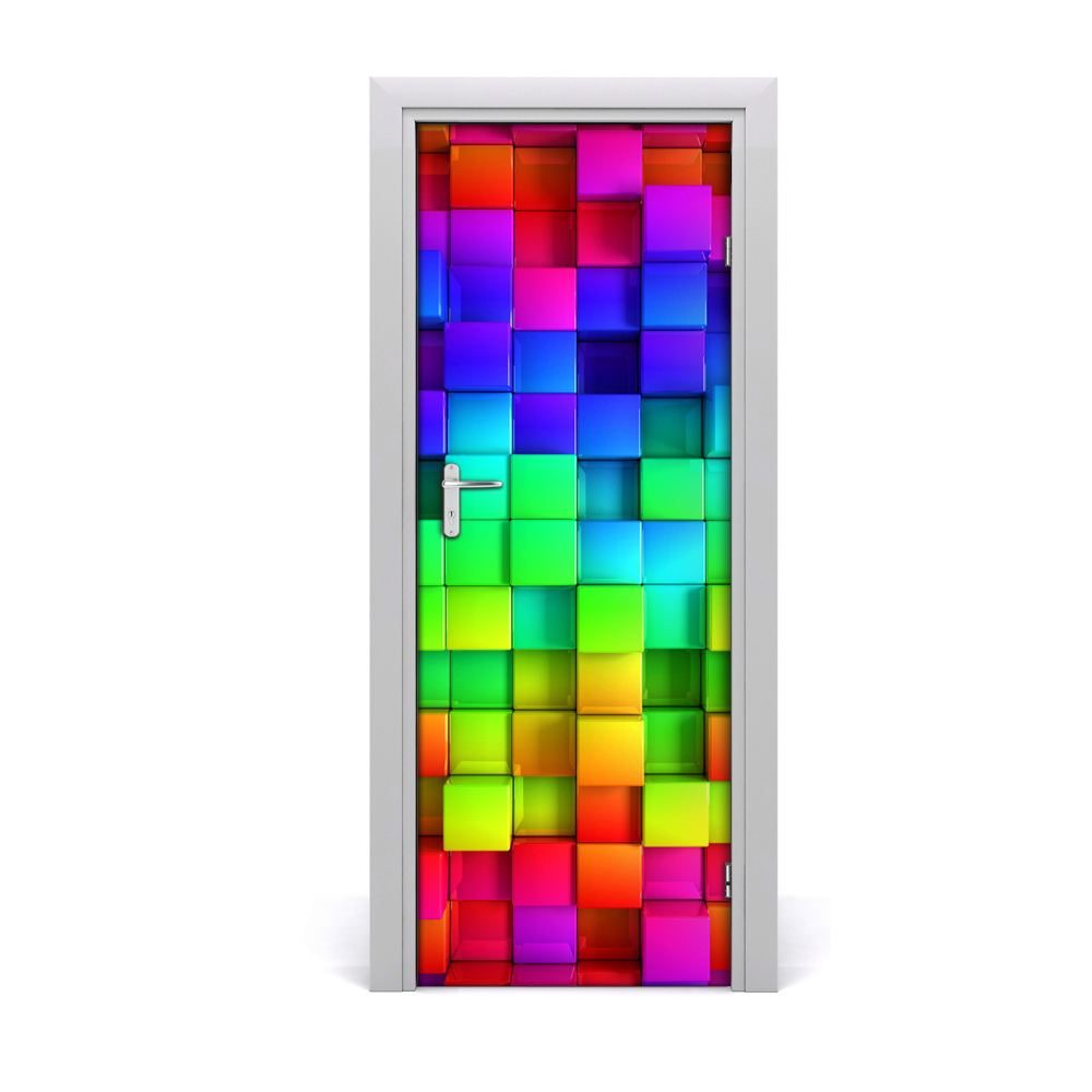 Naklejka samoprzylepna na drzwi Kolorowe kostki