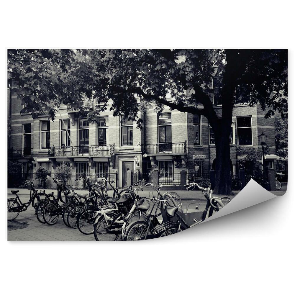 Fototapeta Amsterdam rowery czarno-białe