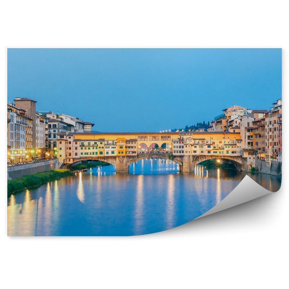 Fototapeta most złotników rzeka budynki światło niebo Florencja