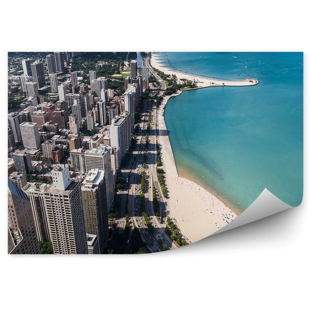 Fototapeta na ścianę wieżowce plaża droga samochody ocean chmury Chicago