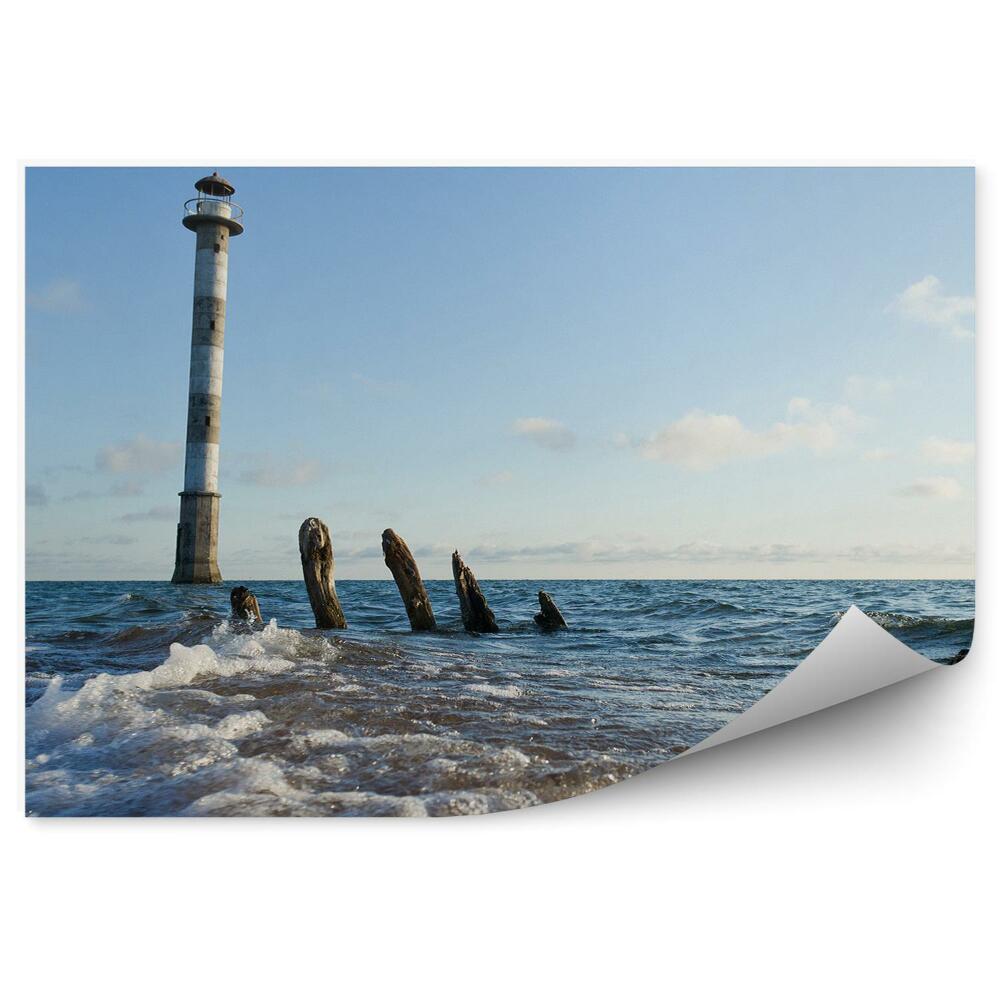 Okleina na ścianę Latarnia morska morze Bałtyckie fale horyzont