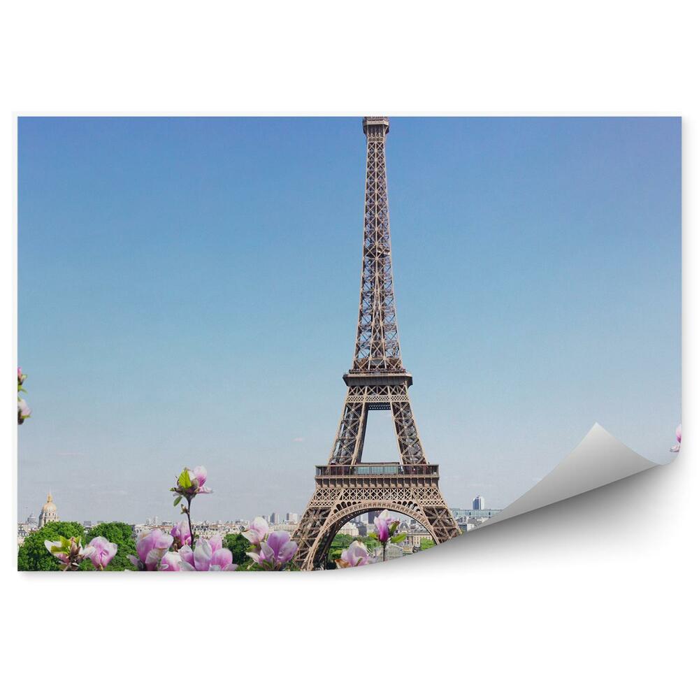 Fototapeta samoprzylepna Widok miasta kolorowe kwiaty drzewo miasto paryż