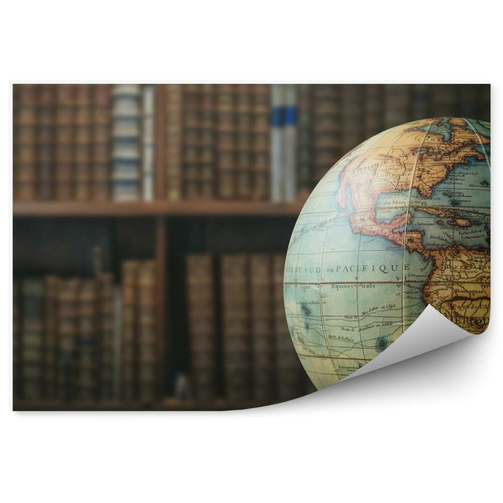 Okleina ścienna Biblioteka globus świat ziemia geografia nauka