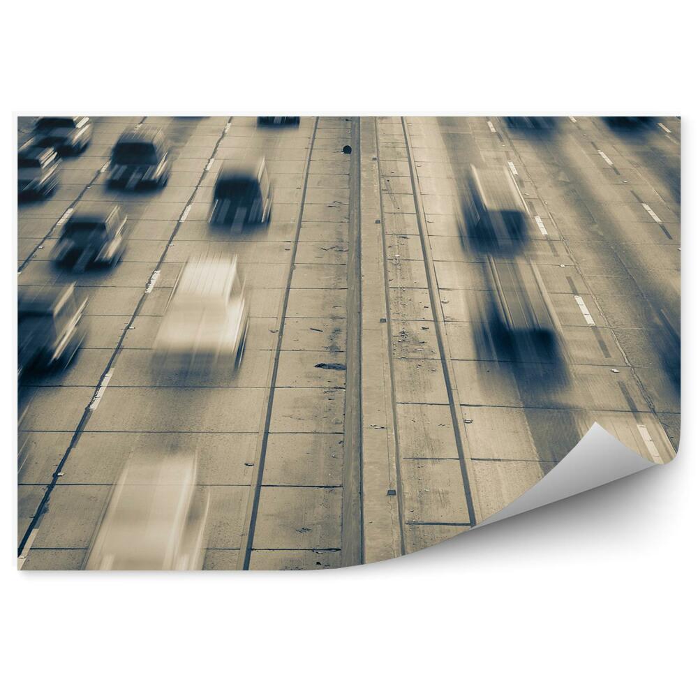 Okleina na ścianę Autostrada ruch samochody czarno-białe
