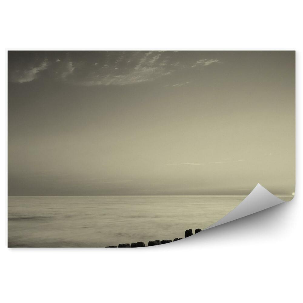Okleina na ścianę Zachód słońca Bałtyk czarno-białe zdjęcie