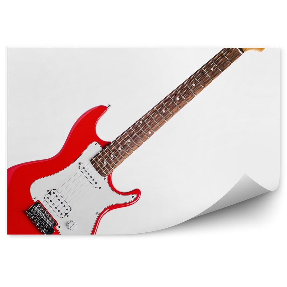 Fototapeta Czerwona gitara elektryczna białe tło