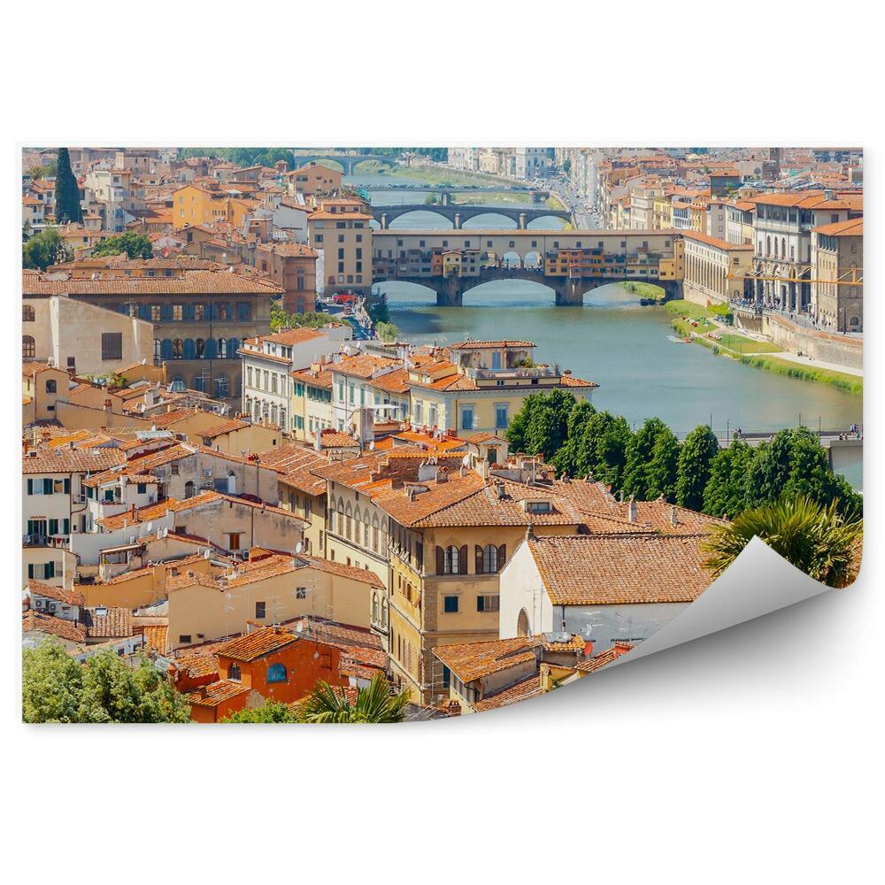 Fototapeta most złotników rzeka budynki niebo Florencja