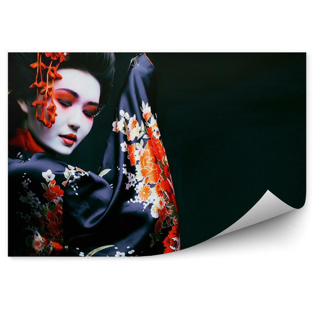 Fotopeta Młoda gejsza portret kimono makijaż
