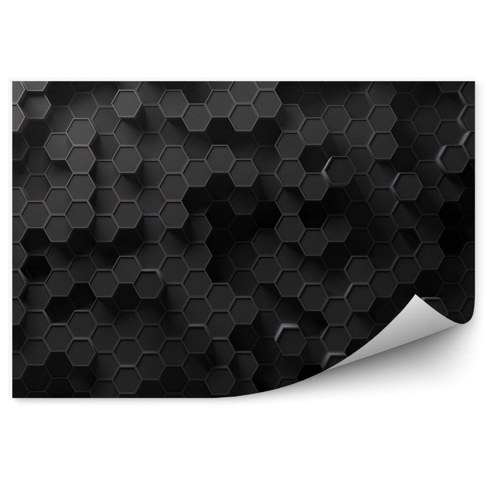Okleina ścienna Czarne heksagony 3d abstrakcja
