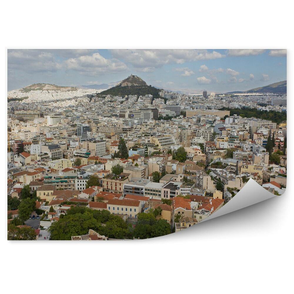 Okleina na ścianę panorama miasta Ateny Grecja budynki drzewa niebo chmury