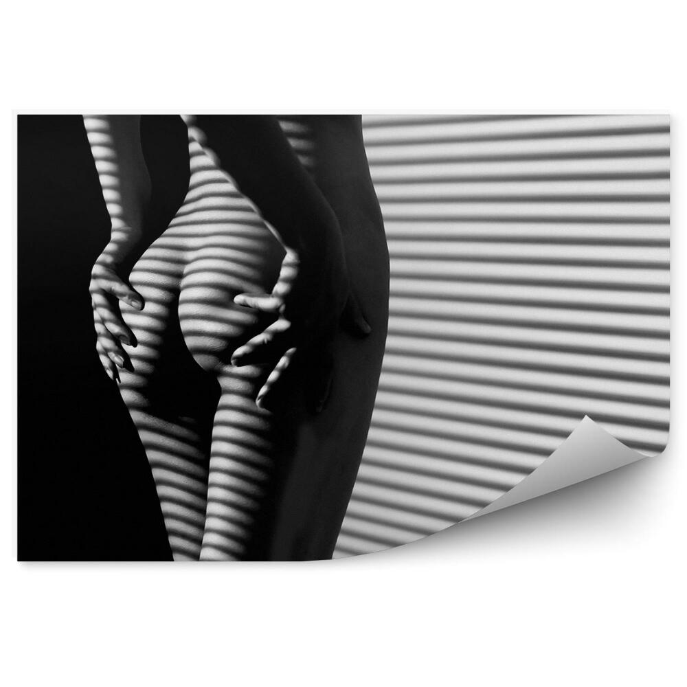 Fotopeta Kobieta pasy światła czarno - białe nagie ciało