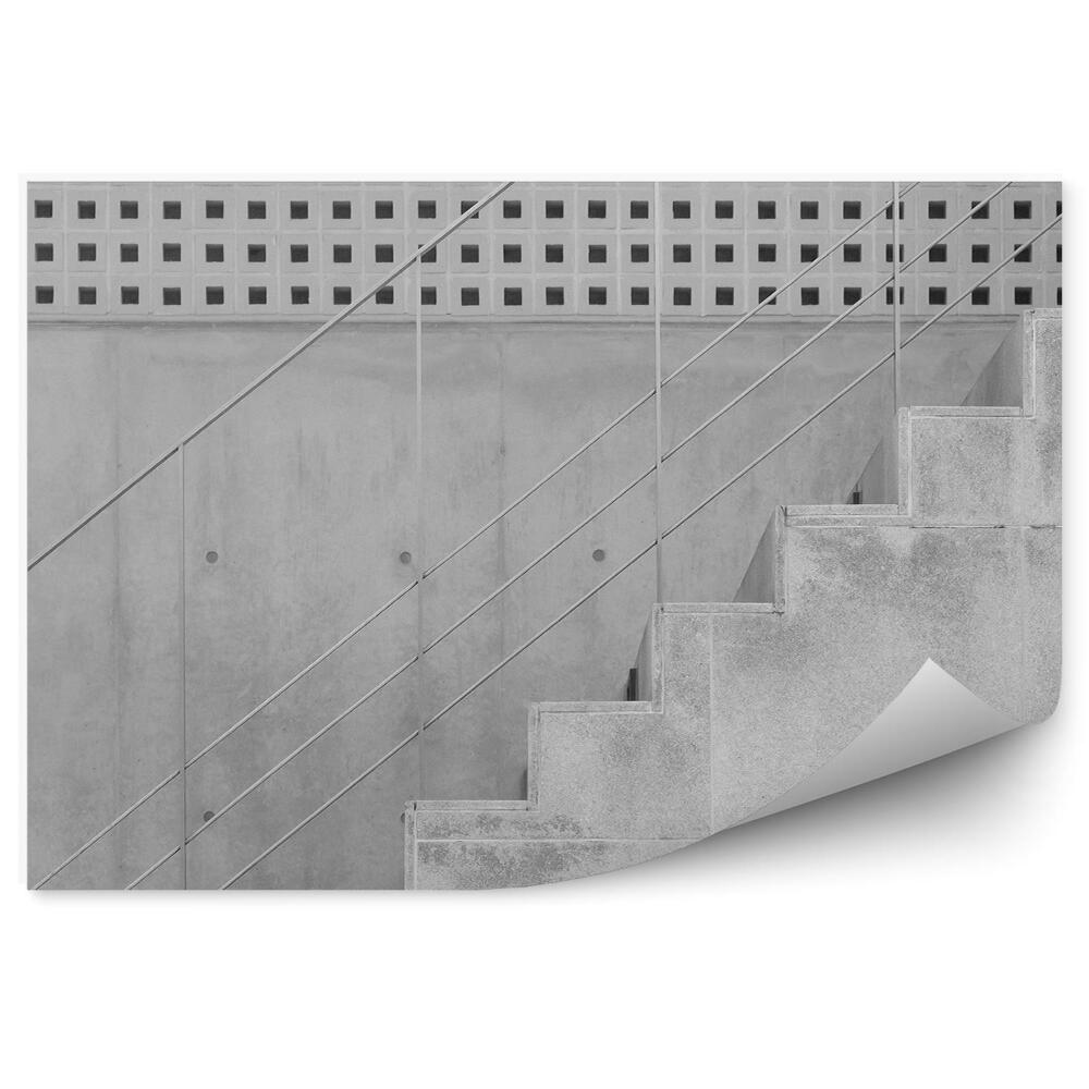 Fototapeta samoprzylepna Schody betonowe i cementowa ściana w nowoczesnym budynku