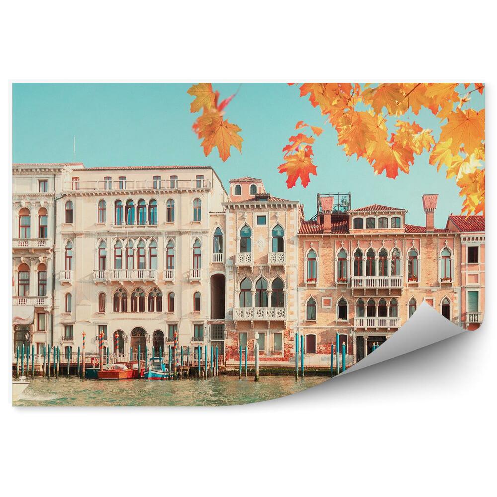 Fototapeta na ścianę stare domy Wenecja kanał Grande liście klonu Włochy