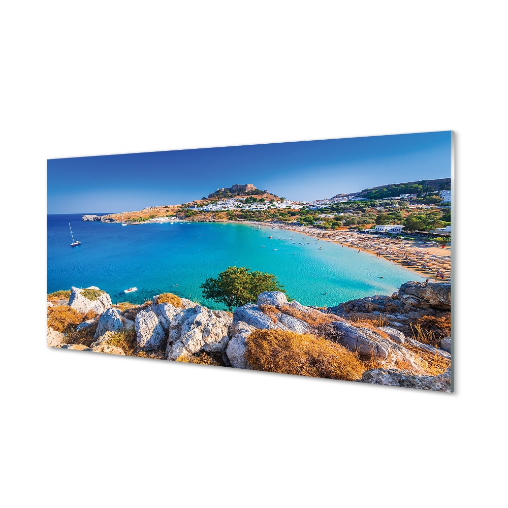 Obraz na szkle Grecja Plaża panorama miasta