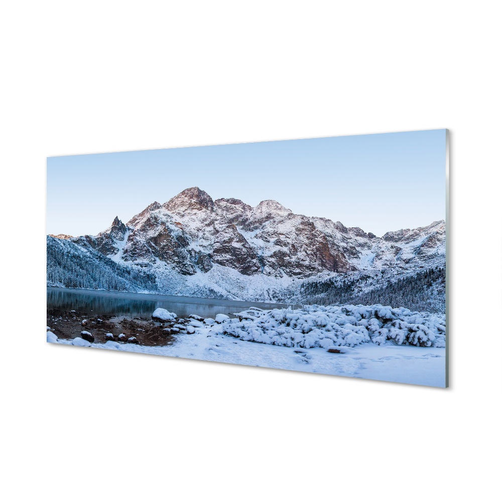 Obraz na szkle Jezioro w górach zimą
