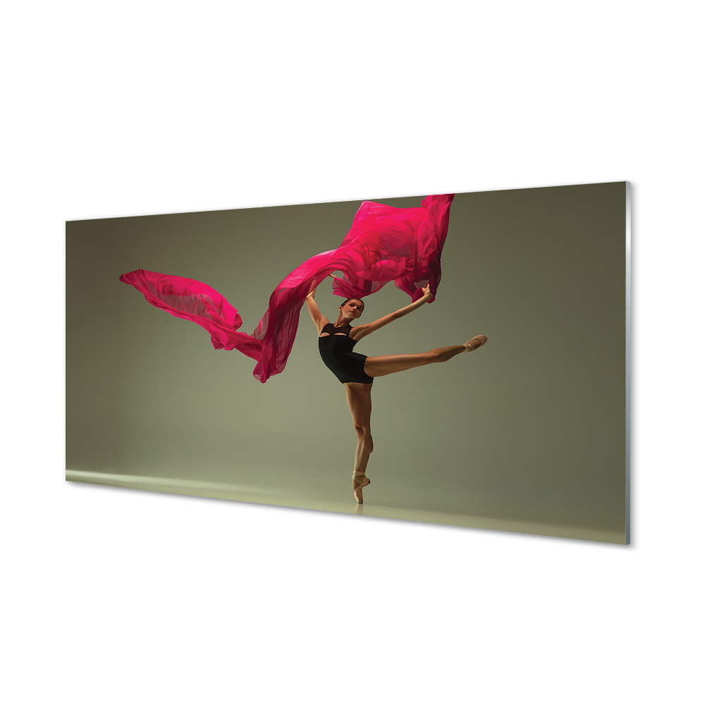 Obraz na szkle Baletnica tańcząca z materiałem