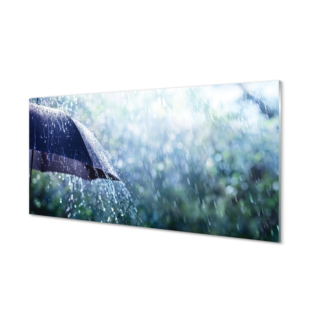 Obraz na szkle Krople deszczu na parasolu