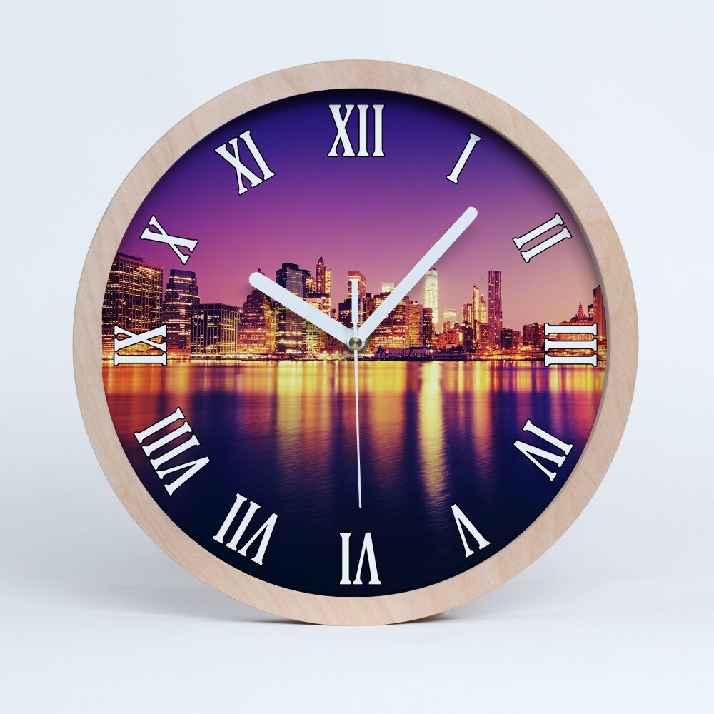 Drewniany zegar ścienny Manhattan nowy jork