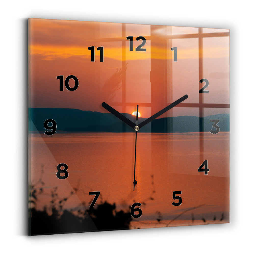 Zegar szklany 30x30 Jezioro Balaton wieczorem
