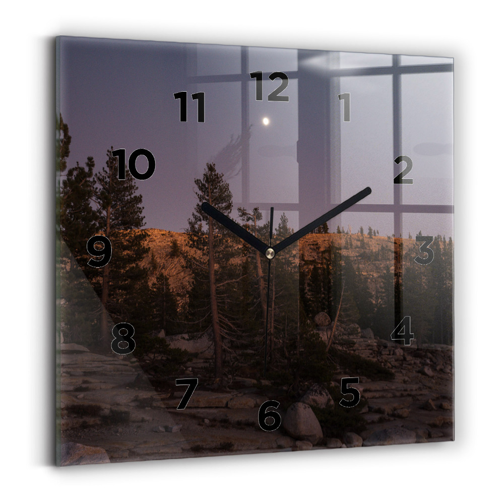 Zegar szklany 30x30 Kamienista droga Yosemite
