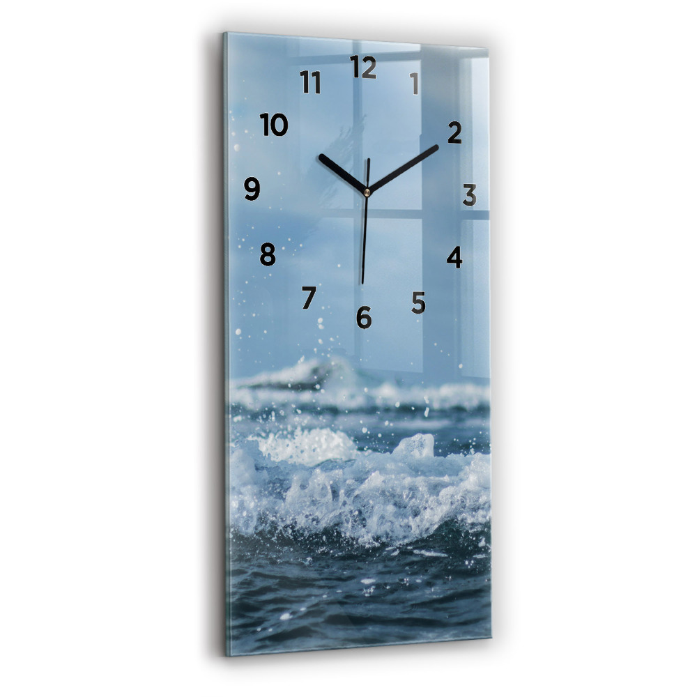 Zegar szklany 30x60 Fotografia fal morskich