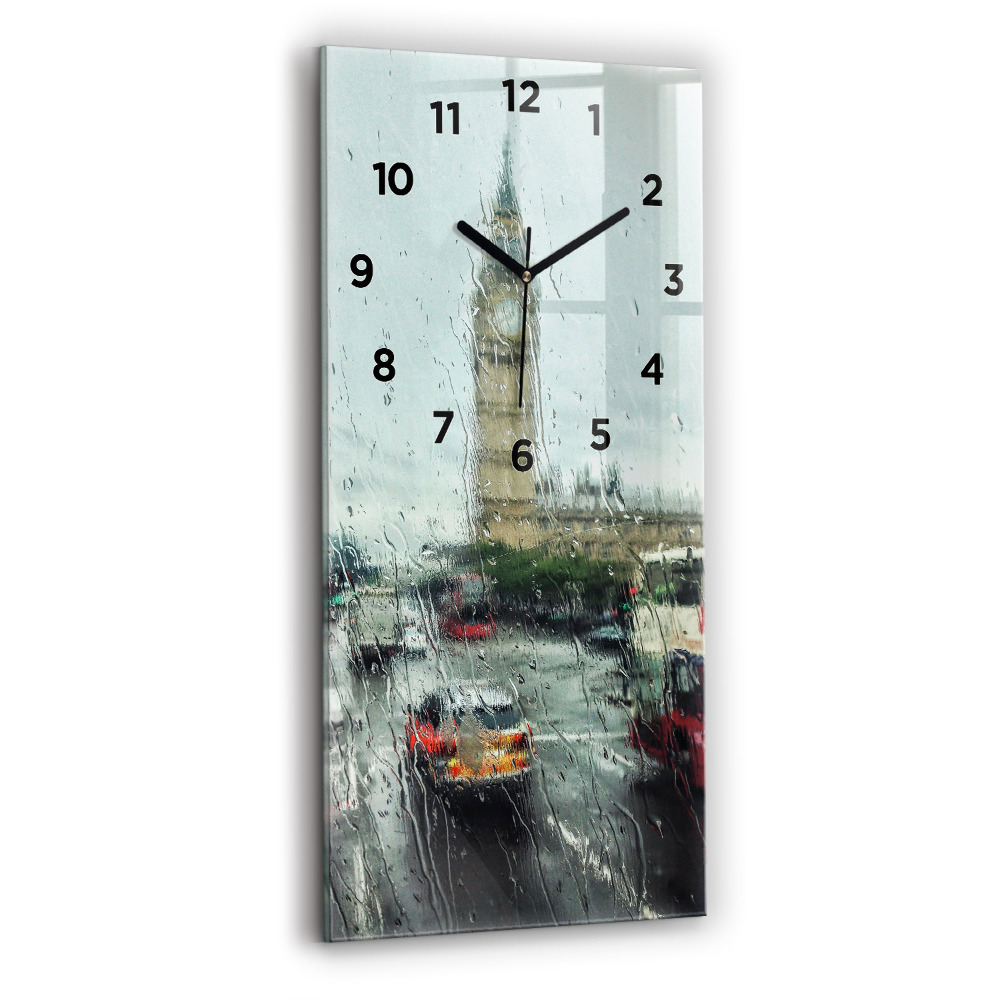 Zegar szklany 30x60 Deszczowy Londyn