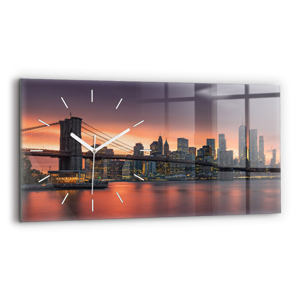 Zegar szklany 60x30 Nowym Jorku East River