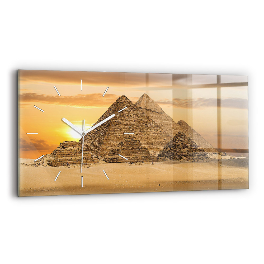 Zegar szklany 60x30 Piramidy i zachód słońca