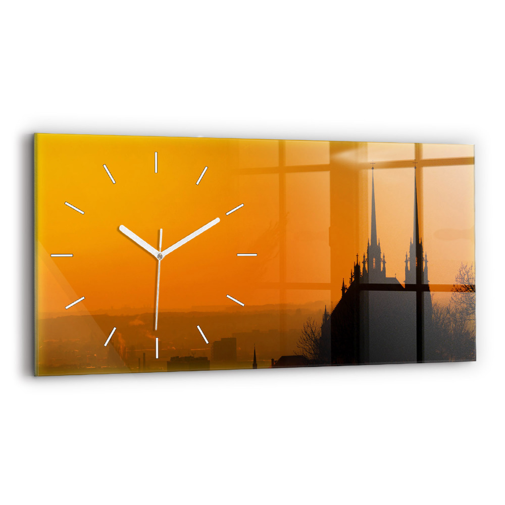 Zegar szklany 60x30 Widok na katedrę Brno