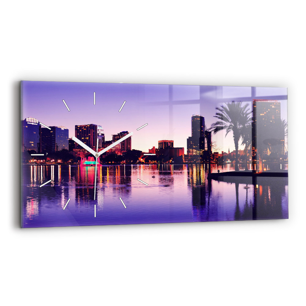 Zegar szklany 60x30 Orlando panorama miasta