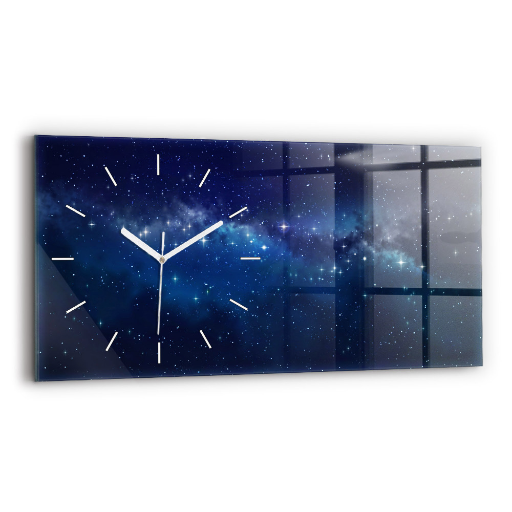 Zegar szklany 60x30 Ciemne niebo gwiazdy