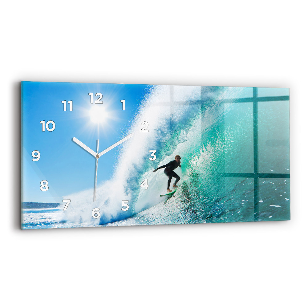 Zegar szklany 60x30 Surfing na Hawajach