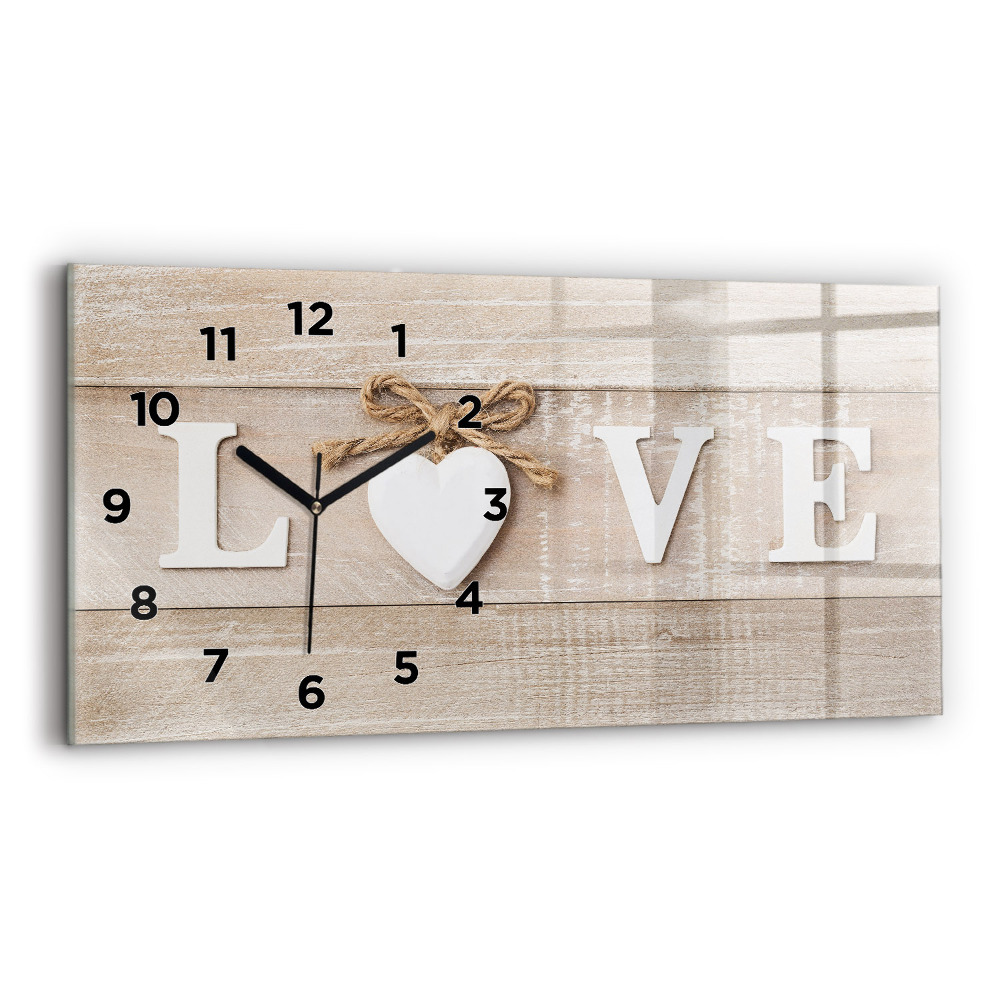 Zegar szklany 60x30 Napis miłość
