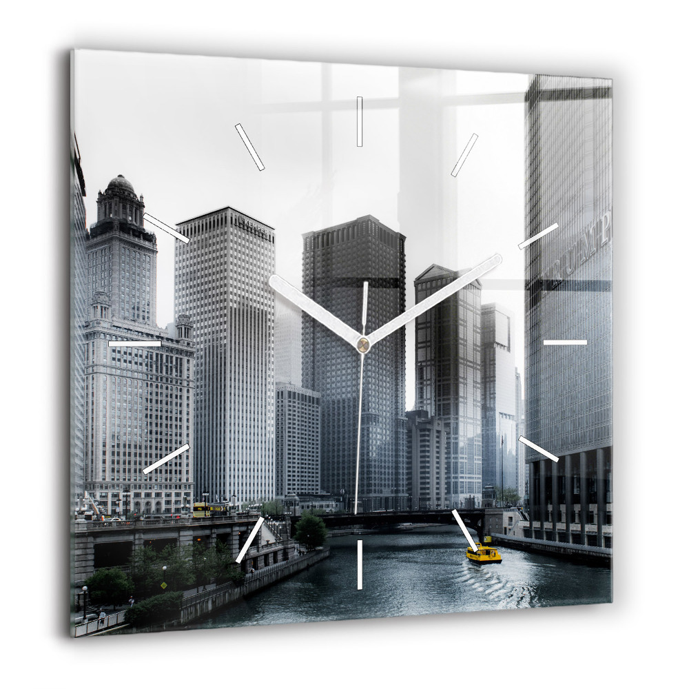 Zegar szklany 60x60 Panorama miasta