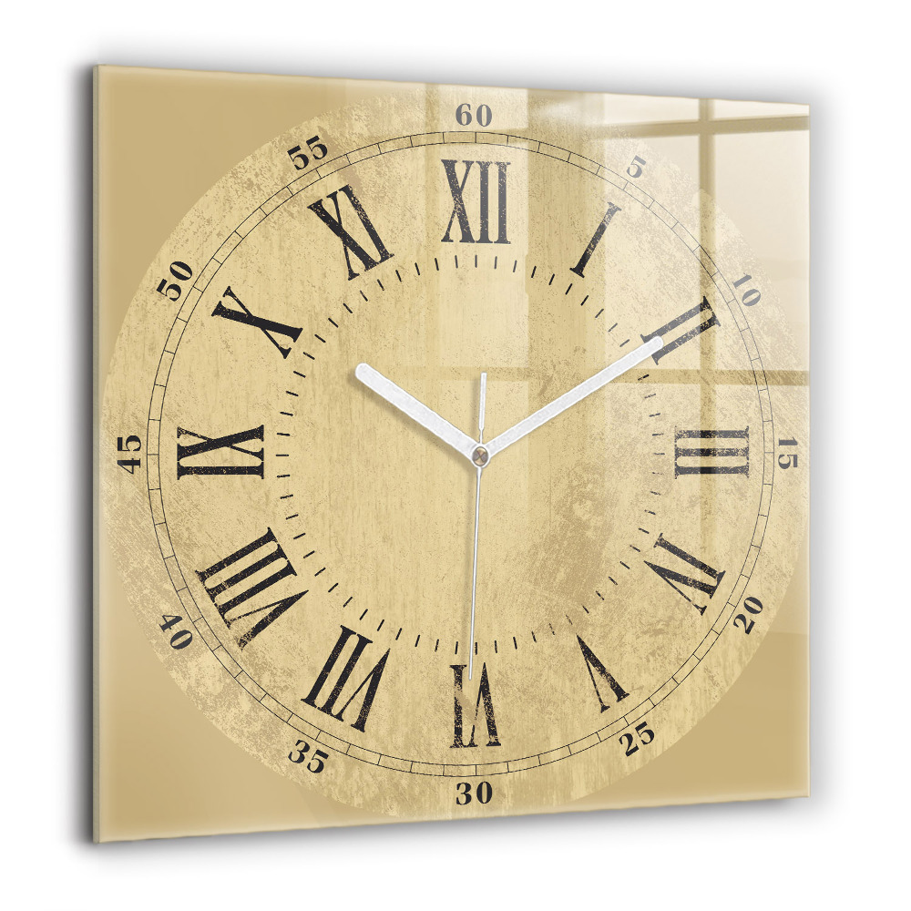 Zegar szklany 60x60 Brązowe cyfry rzymskie