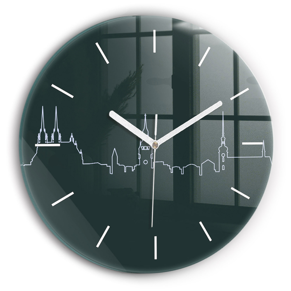 Zegar szklany fi30 Line-art miasta Brno
