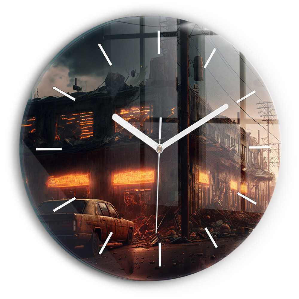 Zegar szklany fi30 Apokaliptyczny budynek