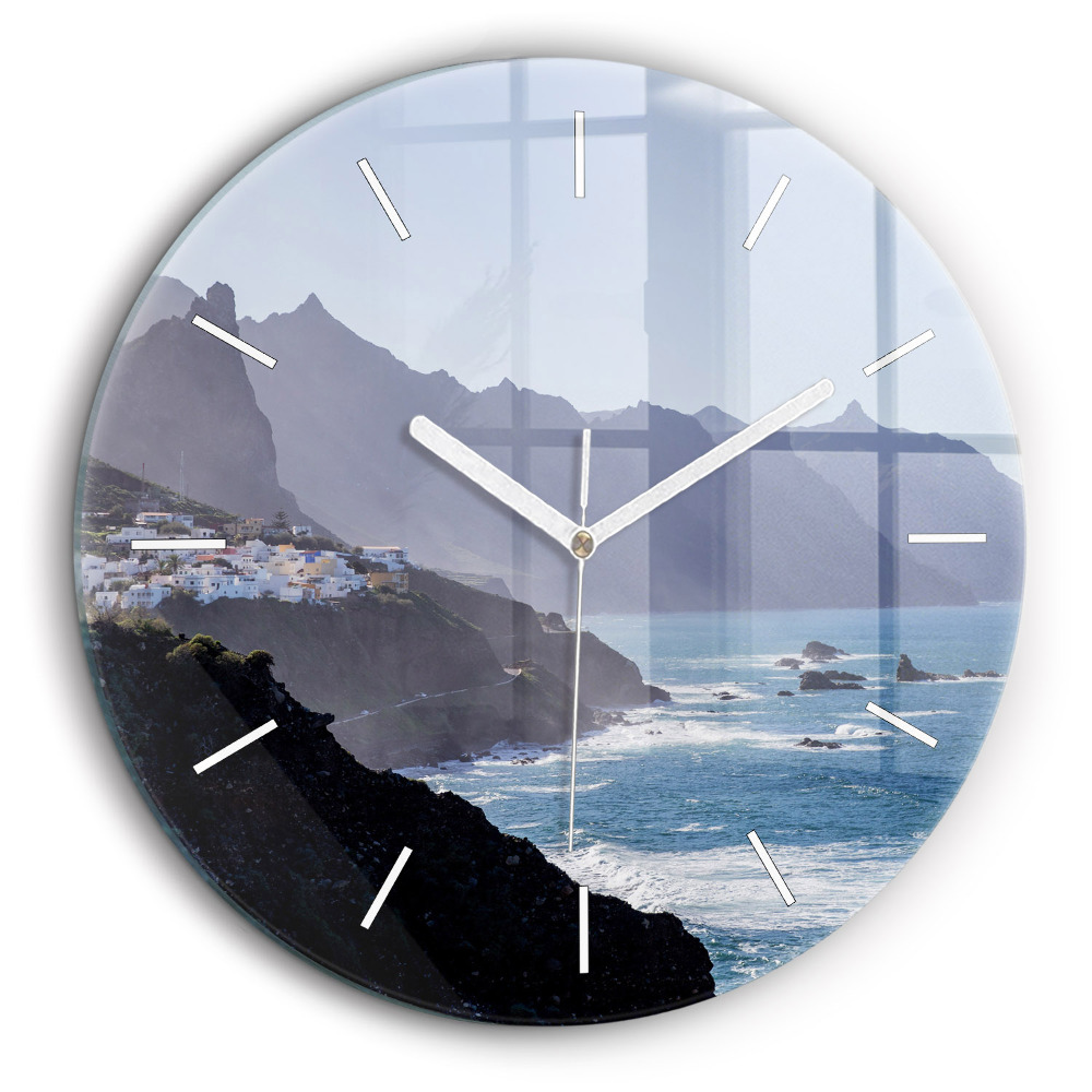 Zegar szklany fi60 Góry przy oceanie