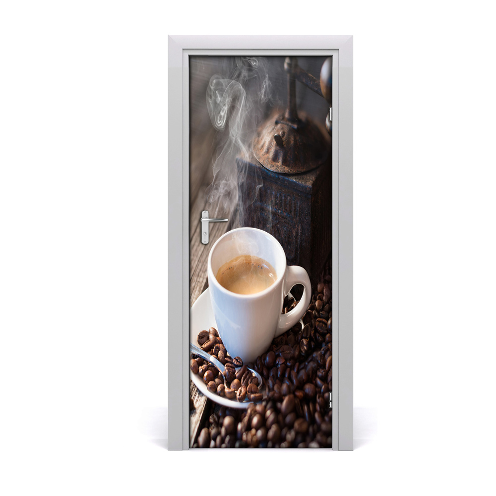 Okleina samoprzylepna na drzwi Filiżanka kawy ziarna
