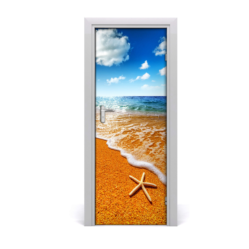 Naklejka na drzwi samoprzylepna Plaża morze rozgwiazda