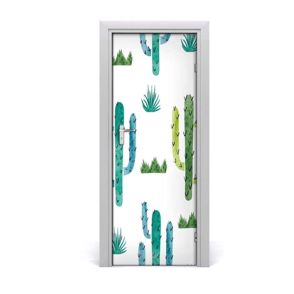 Okleina samoprzylepna fototapety na drzwi Zielone kaktusy