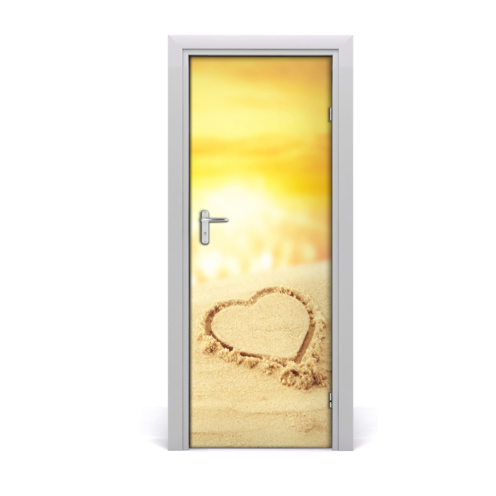 Naklejka na drzwi samoprzylepna Serce plaża słońce