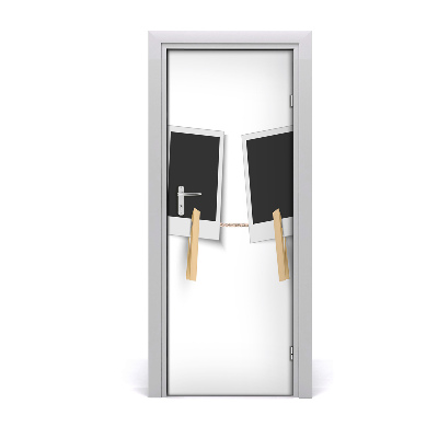 Naklejka fototapeta na drzwi Czarne ramki na zdjęcia