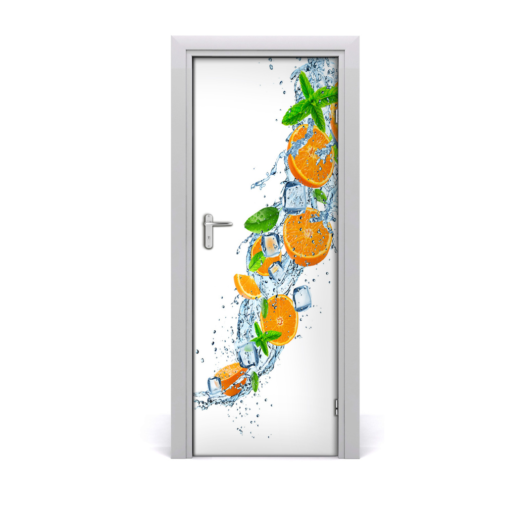 Naklejka na drzwi samoprzylepna Pomarańcze sok woda