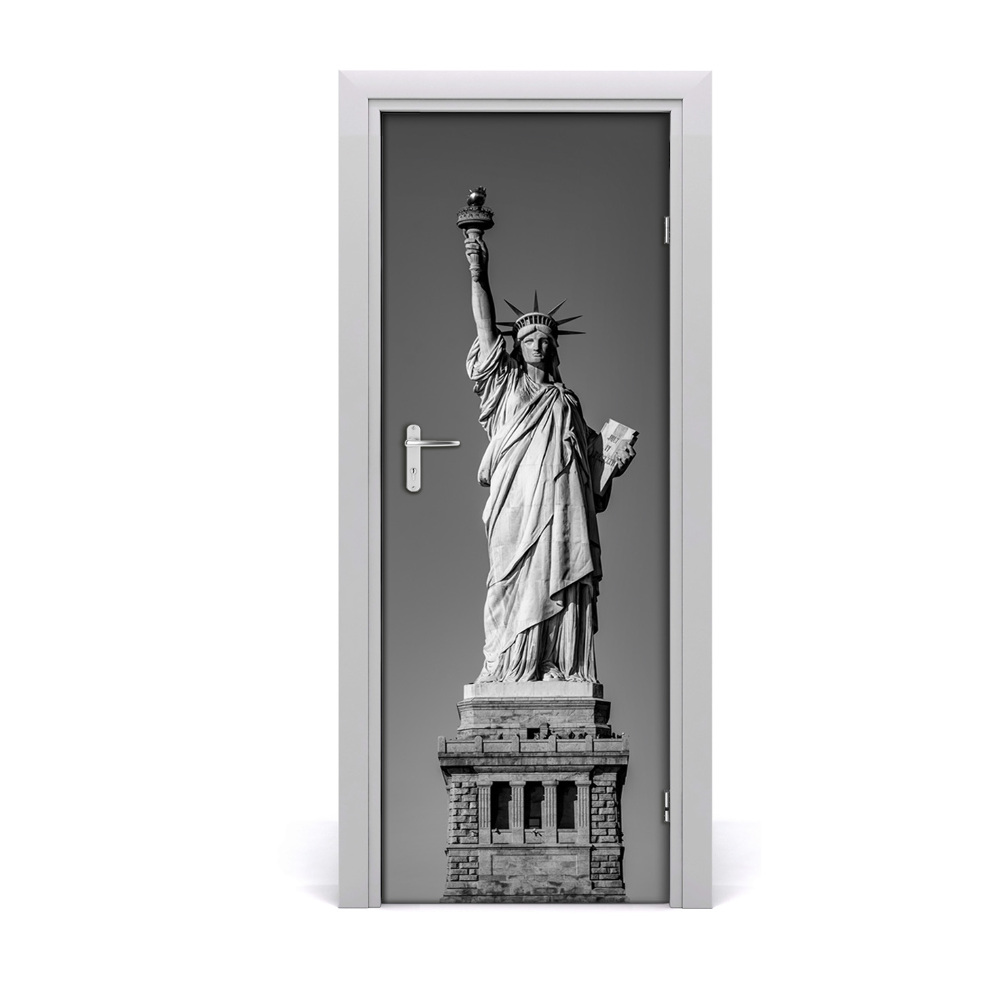 Fototapeta samoprzylepna na drzwi Statua Wolności Czarno-biała