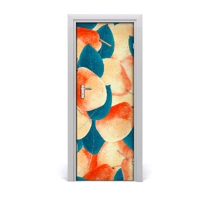 Naklejka na drzwi do domu samoprzylepna Gruszki i liście