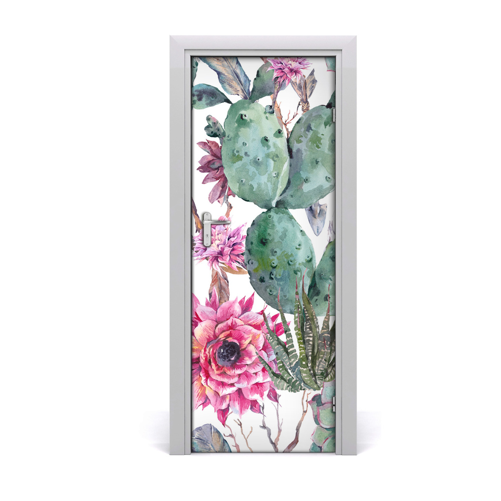 Okleina samoprzylepna fototapety na drzwi Kaktusy kwiaty